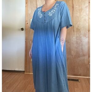 Anthony Richards Light Blue Embroidered Midi Dress